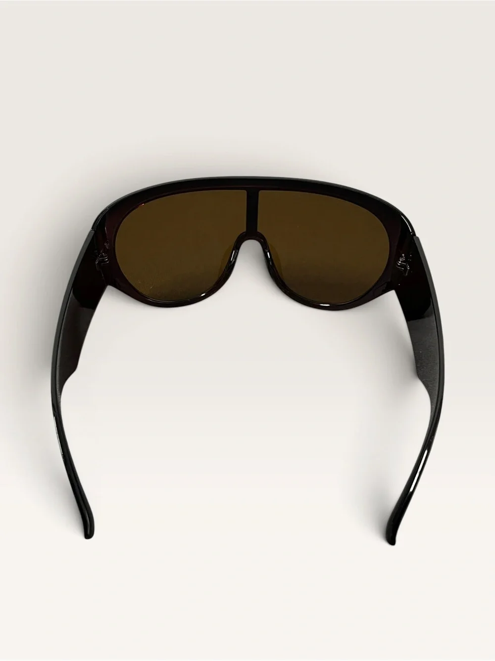Women's Oversized Shield Sunglasses - Black Frame with Brown Lenses